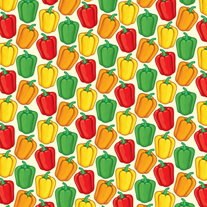 绿色橙色红色和黄色的甜铃椒背景图案