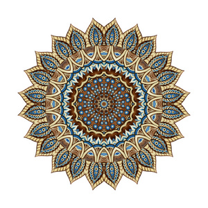 澡巾水彩水彩曼陀罗在印度风格与佩斯利元素照片