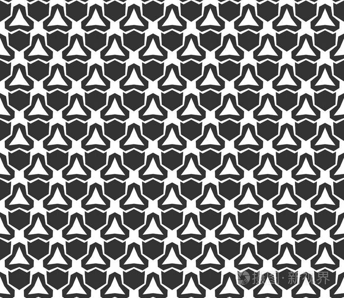 抽象几何无缝图案.重复几何黑色