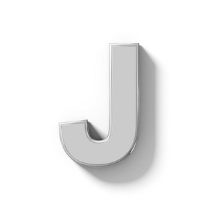 字母 J 3d 银色在白色与阴影正交 pr 隔离