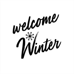欢迎冬季刻字题词。冬季背景或标志的邀请, 贺卡, 海报。绘制冬季灵感短语。矢量插图