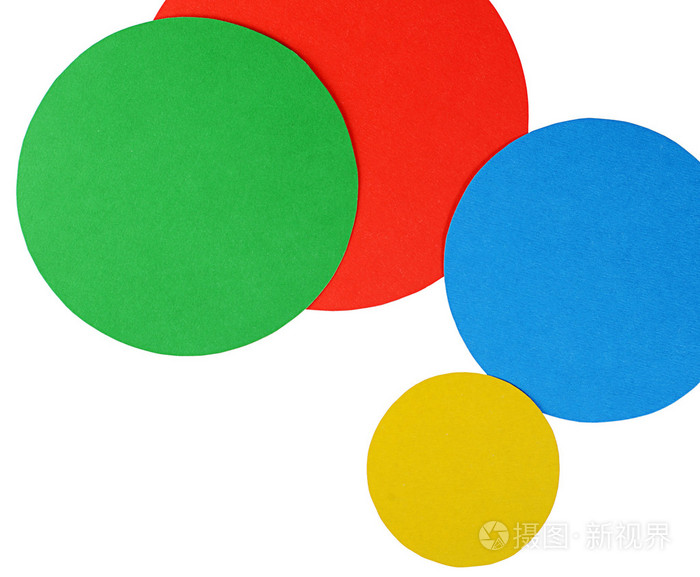 圆形彩色纸上白色孤立