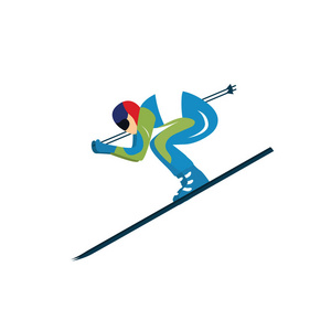 滑雪.运动员.矢量插图。孤立