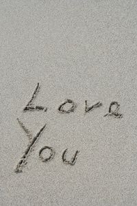 手写爱你在沙子中的文本