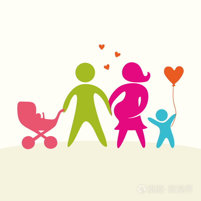 一个幸福的家庭多彩多姿的数字爱家庭成员父母妈妈爸爸孩子logo图标