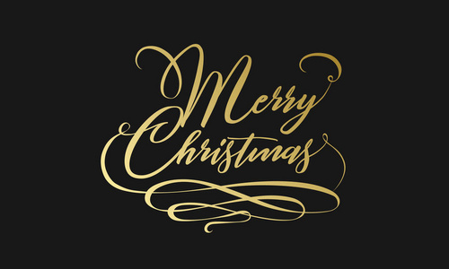 圣诞快乐的手印在白色的黄金隔离。矢量图像。caligraphic 风格的圣诞快乐标志。圣诞快乐 caligraphic 标志传单