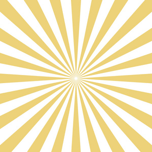 白色背景下的径向黄太阳爆裂光束。矢量