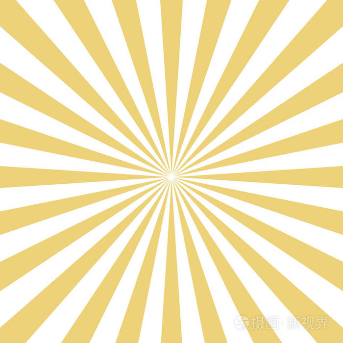 白色背景下的径向黄太阳爆裂光束矢量