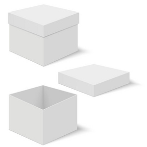 白色方块矢量模板。产品的纸容器。矢量插图