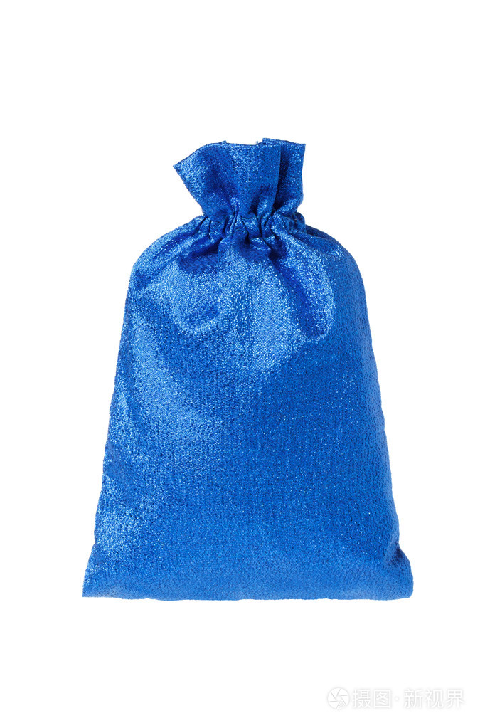 在白色背景上的蓝色礼品袋