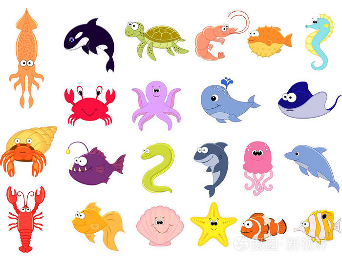 海洋生物的大向量集插画 正版商用图片0f0t7k 摄图新视界 海洋生物的大向量集插画 正版商用图片0f0t7k 摄图新视界