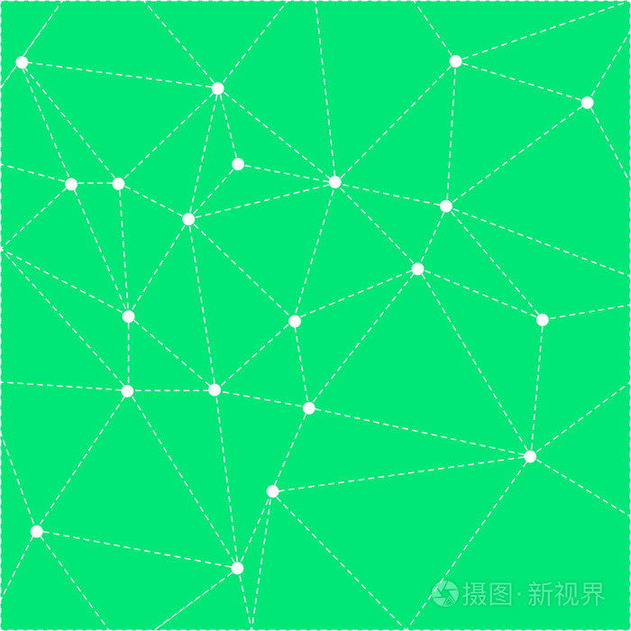 绿色明亮的背景与虚线三角形。