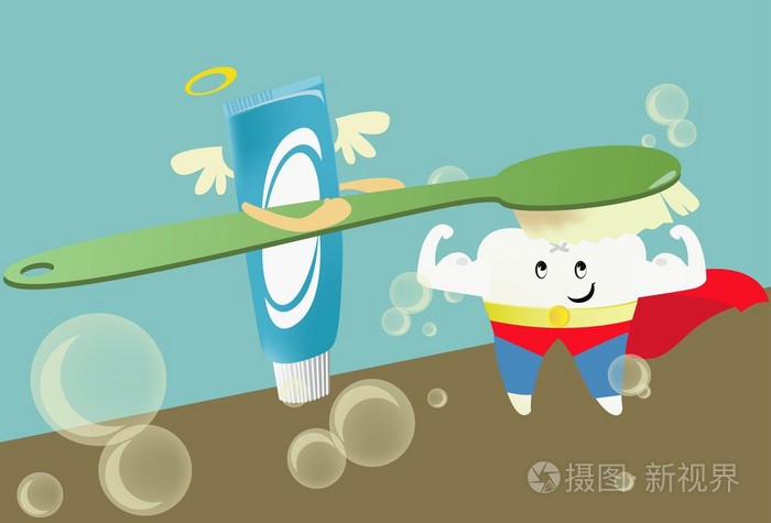 健康的牙齿和牙膏插画-正版商用图片0f0vpp-摄图新视界