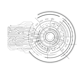 接口集科幻素描矢量插图图片