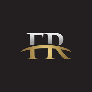 首字母 fr 银金耐克标志旋风 logo 黑色背景照片