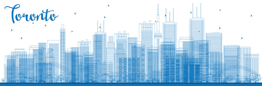 大纲多伦多城市天际线与蓝色的建筑