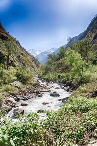 在尼泊尔喜马拉雅山区河流