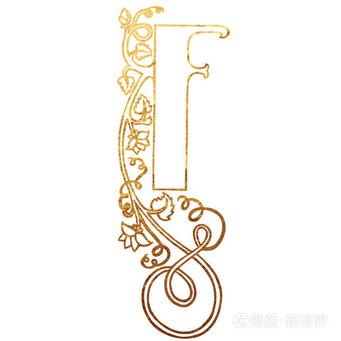 花首字母缩写 黄金质地照片 正版商用图片0f1css 摄图新视界