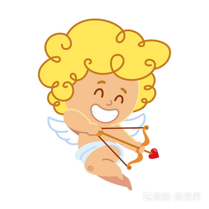 丘比特的矢量插图, 他是用弓射箭