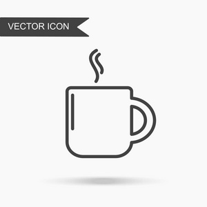 现代和简单的矢量插图咖啡杯的香气。用于应用网站界面商务演示图表在白色隔离背景上的细线的平面图像