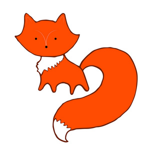逗人喜爱的动画片小狐狸, 隔绝在白色背景
