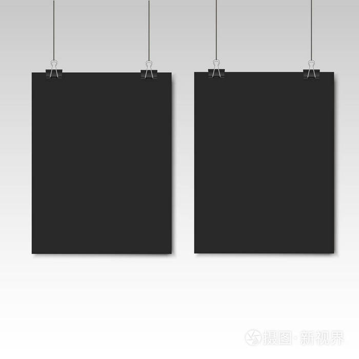 模板的两个黑色的空白矢量海报.纸页的框架.矢量插图插画-正版商用图