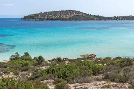 Lagonisi 海滩海景 Sithonia 半岛, Chalkidiki, 中央馬其頓, 希腊