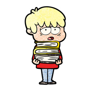 卡通疲惫男孩藏品书