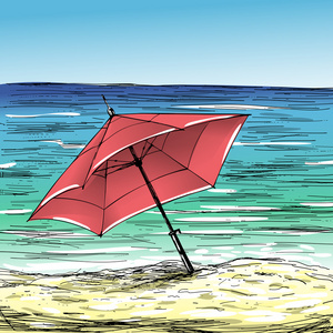 沙滩和伞