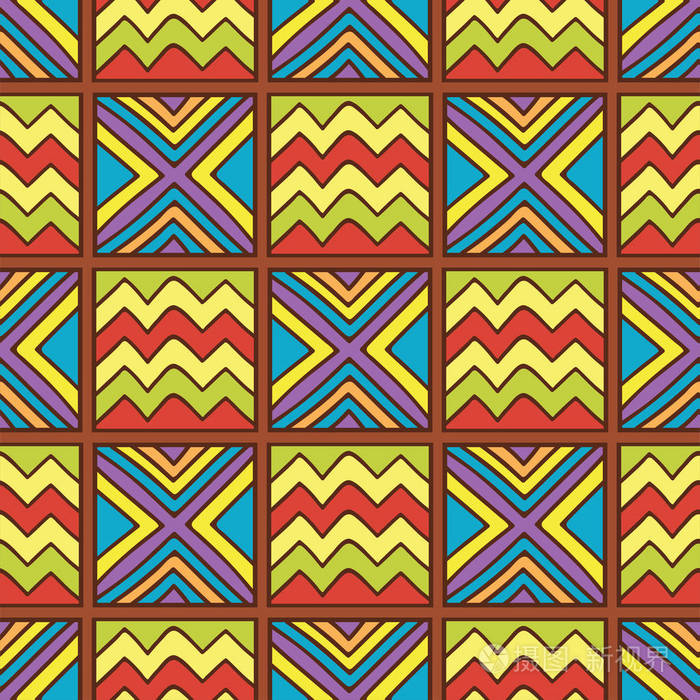 艺术抽象几何无缝模式颜色几何图形纹理背景矢量图