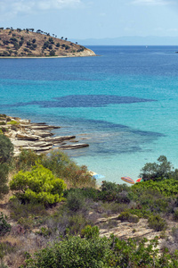 Lagonisi 海滩海景 Sithonia 半岛, Chalkidiki, 中央馬其頓, 希腊