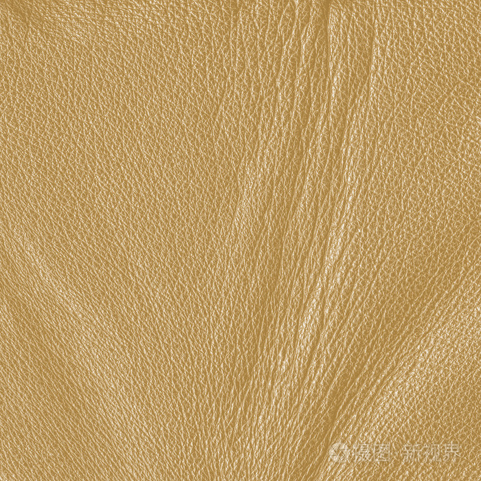 光起皱的棕色皮革纹理特写