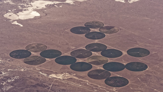在美国内华达州沙漠中心枢纽灌溉圆领域