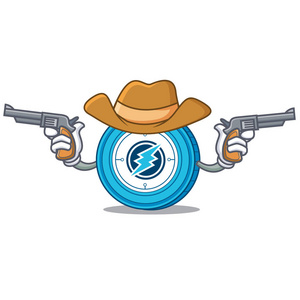 牛仔 Electroneum 硬币 chracter 卡通