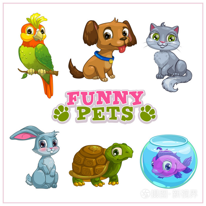 可爱的卡通宠物集合