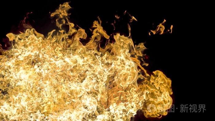 从右边的地狱,气体火焰在黑色背景上