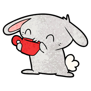 卡通兔饮茶照片