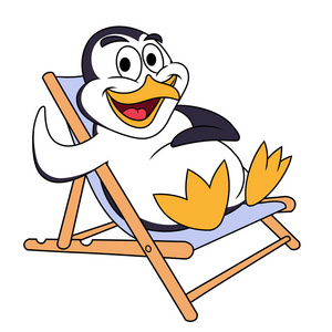 企鹅坐在休息室的椅子上 2