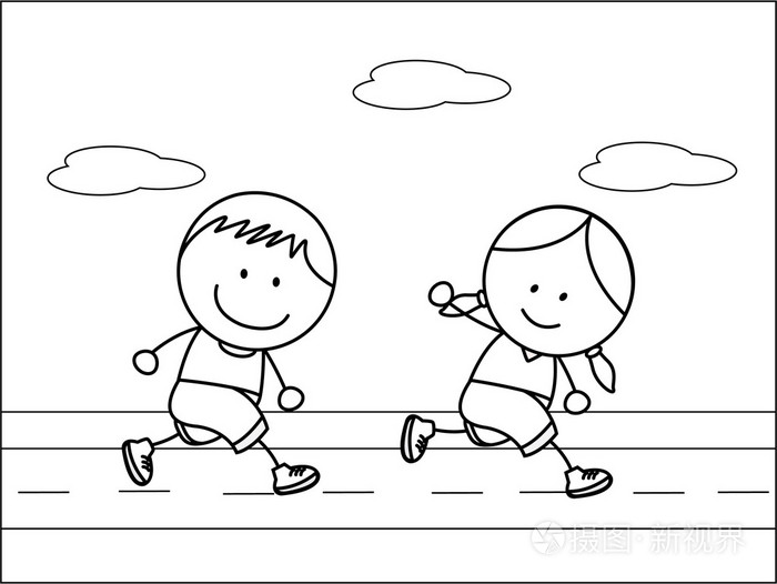 男孩和女孩慢跑