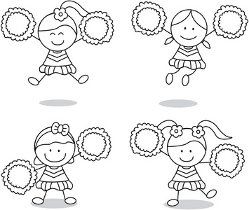 快乐的啦啦队长控股绒球素材-快乐的啦啦队长控股绒球插画-摄图新视界