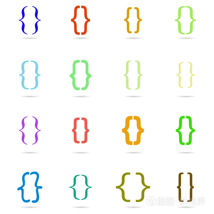 大的彩色的括号图标集