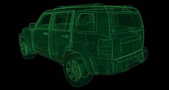 透明的 Suv 与简单的身体直线。3d 渲染