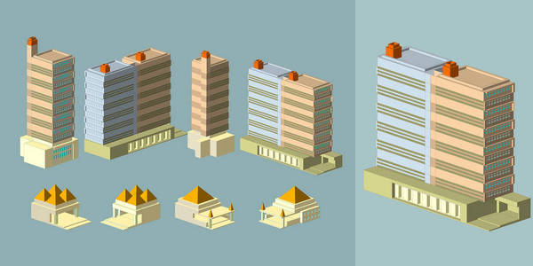 现代和老大厦, 城市, 向量例证