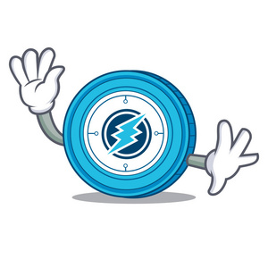 挥舞 Electroneum 硬币 chracter 卡通