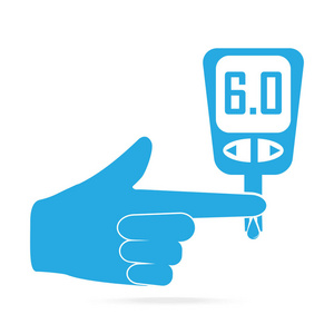 降血糖糖尿病蓝图标, 降血糖测试.医疗标志照片