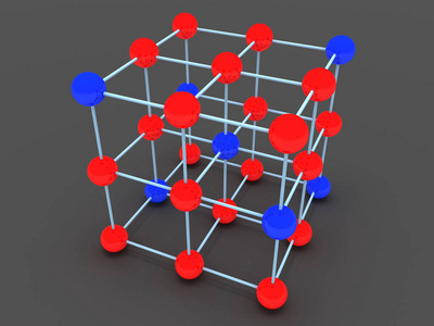 晶体分子结构的概念.3d 渲染插图照片