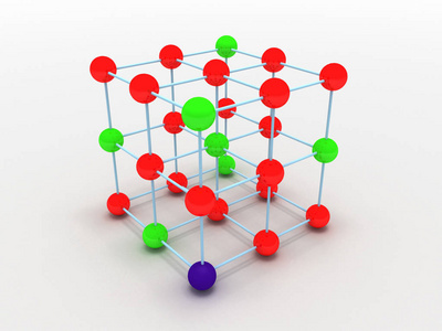 晶体分子结构的概念。3d 渲染插图