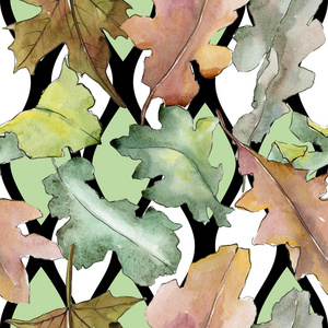 水彩风格的橡树叶图案