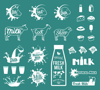 牛奶的标志。牛奶 酸奶或奶油飞溅。牛奶的图标和设计