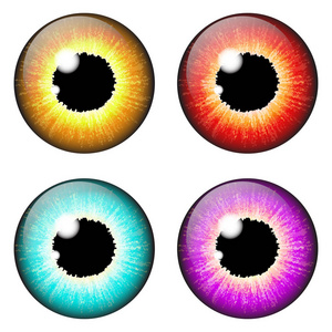 虹膜眼睛现实矢量集设计白色背景上孤立